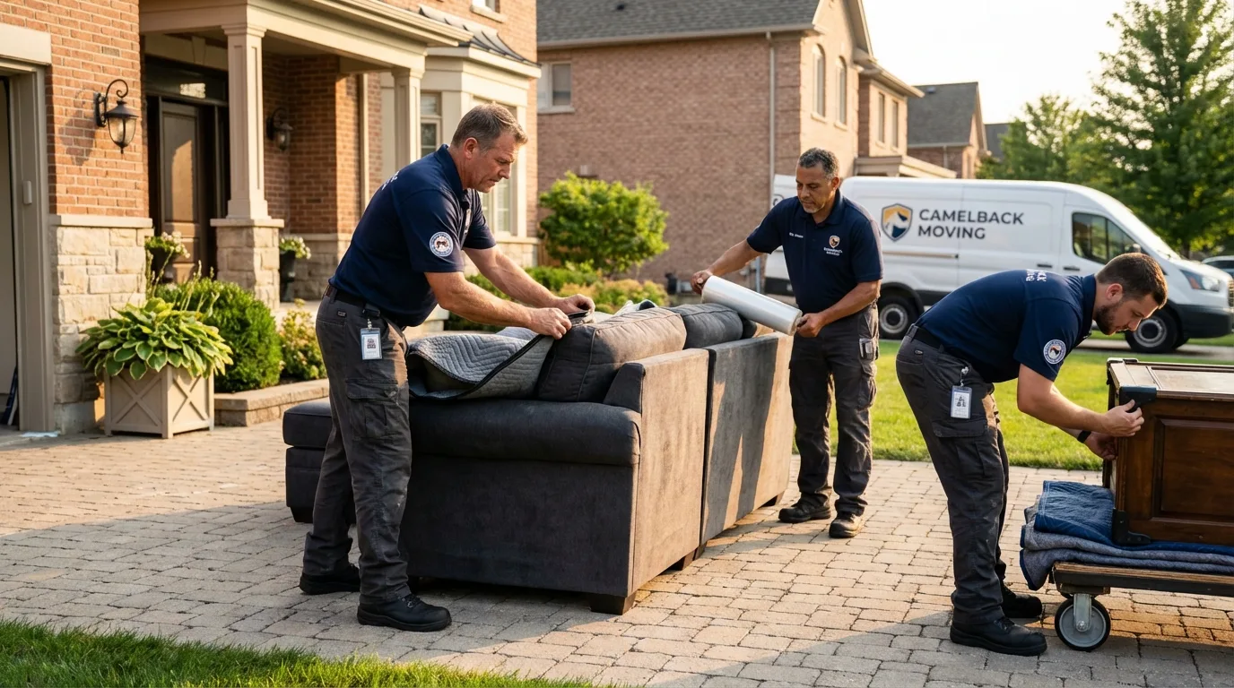 Large estate moving crew wrapping furniture in Winton, CA